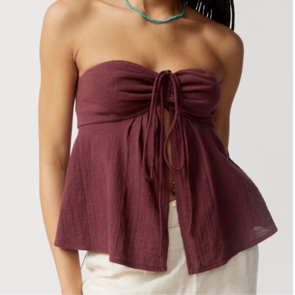 UO SOLD OUT Ecote Kiki Convertible Flyaway Top Size L in Brown